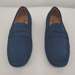 Go Tour Mens Penny Loafers Moccasin Driving Slip On Flats Shoes Dark Blue, 14M